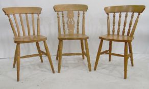 Nine assorted beech framed chairs (9) Condition ReportThe chairs are generally good condition with