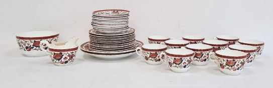 19th century porcelain part tea service decorated in Imari red, blue and gilt highlights all on