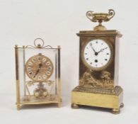 Kundo Kieminer Bergfell gilt metal and glass mantel clock, 20cm high approx and another brass mantel