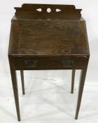 Oak student's bureau and two card tables (3)