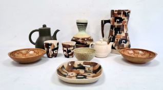 Claycraft teapot, a Carltonware dish, a studio pottery dish, a vase and other ceramics