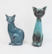 Two various blue glazed Poole pottery cats, 35cm and 29cm high (2)  Condition ReportBoth are in good