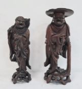 Two Chinese wooden carved boxwood figures, 37cm and 34cm (2)