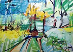 Christopher Johnson Pastel and watercolour drawing Abstract, 52cm x 73cm