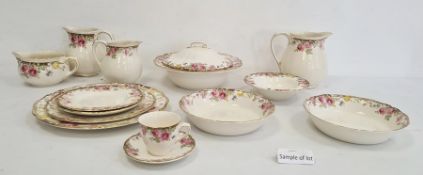 Royal Doulton pottery part tea and dinner service 'English Rose' pattern, no.D6071, comprising two
