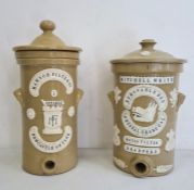 Two stoneware water filters, one labelled 'Mitchell White Removable Crystal Charcoal Water Filter,