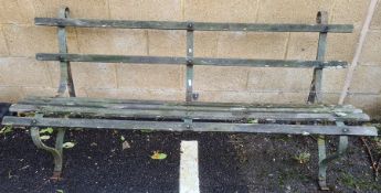 Wooden slatted wrought iron bench