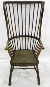Late 19th/early 20th century spindleback country chair with upholstered seat, turned supports,
