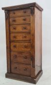 19th century Wellington chest of eight drawers, rectangular top with applied moulding to the