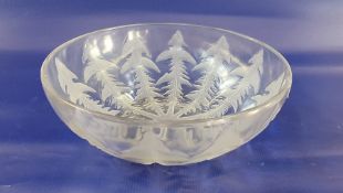 Lalique satin and clear glass ‘Pissenlit’ pattern bowl, internally embossed “R.LALIQUE, FRANCE”,