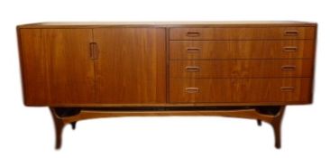 20th century Greaves & Thomas sideboard with four graduating drawers and cupboards, on stylised