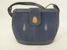 Vintage stingray skin and leather handbag labelled 'Andaman' with gold-coloured fittings and