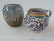 A Scottish studio pottery vase in blue and grey, marked to base 'Lochhead Kirkcudbright' and a large