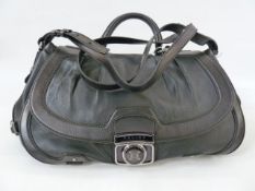 Celine leather bag with single carry handle and detachable shoulder strap, metal fastenings,
