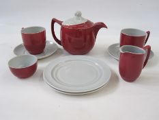 Branksome China, England tete a tete comprising of teapot, milk jug, sugar bowl, two cups, saucers