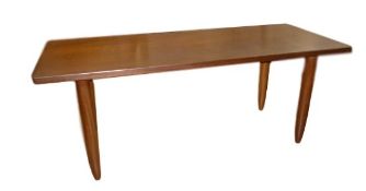 20th century G-Plan rectangular low coffee table on tapering supports, 119cm x 47cm x 46cm high
