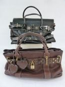 Luella black handbag with silver coloured metal fittings, with the leather heart logo, and a similar