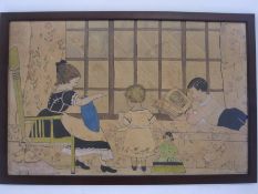 Early 20th century school Watercolour  Children's nursery scene, initialled 'H E D' lower right