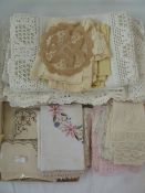 Quantity of assorted table linen, mainly crocheted, to include tablecloths, mats, etc (1 box)