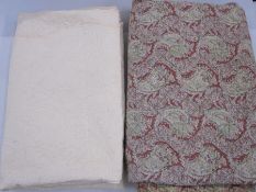 Vintage style paisley patterned quilt, double,  in red, green and beige and another cream-coloured