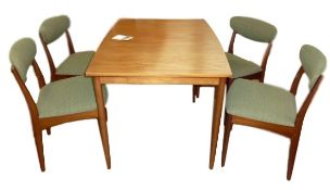 Greaves & Thomas rectangular teak extending dining table, model no 5015 with label, 114.5cm