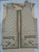 Part Georgian waistcoat, embroidered silk front panels with blue floral edges, all over pink sprig