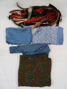 Various vintage braces, gent's silk hankies, scarves, etc (1 box)