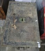 Vintage cast iron safe with two handles