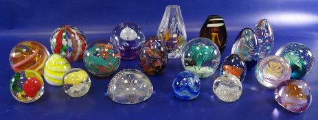 Assorted glass paperweights to include Caithness 'Cauldron', Caithness 'Pebble', Caithness '
