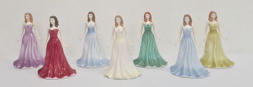 Royal Doulton The Gemstones Collection figures 'May Emerald', 'June Pearl', 'February Amethyst', '