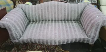 Early 20th century sofa with violet upholstery, cabriole legs