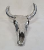 Cast aluminium wall sculpture  - bull skull with horns approx. 70cm long