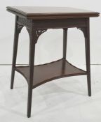 19th century mahogany card table, the rectangular top with moulded edge opening to reveal green