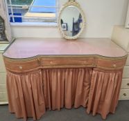 20th century dressing table finished in pink fabric, 122cm x 77.5cm together with a dressing table