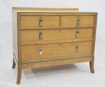 20th century light oak Art Deco style bedroom chest of three drawers and dressing chest with three-
