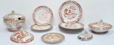 Victorian Grainger & Co Worcester part table service with printed marks, bearing the date letter for