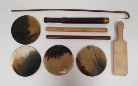 Victorian mahogany police truncheon with turned wooden handle and metal capped end, engraved 'VR22',