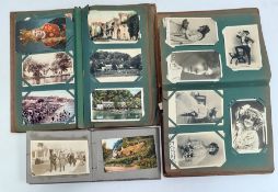 Postcard album and contents of early 20th century and later postcards including a collection