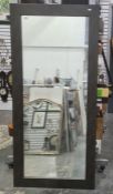 Rectangular mirror in grey stained wood effect frame, 170 x 78cm