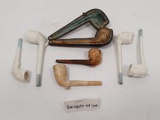 Victorian meerschaum pipe of cricketing interest, depicting a cricketer on one side of the bowl