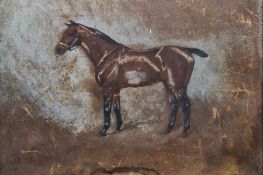 Early 20th century school Watercolour and pastel Study of a racing horse, initialled lower left '