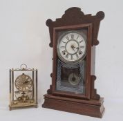Late 19th/early 20th century clock with Roman numerals to the dial and a brass clock by Kundo (2)