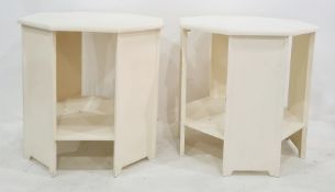 Pair of white painted octagonal two-tier side tables (2)