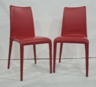 Set of six red leather Heals dining chairsCondition Reportgenerally good, slight damage to one - see