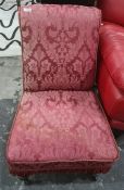 19th century chair in pink upholstery, turned legs on castors