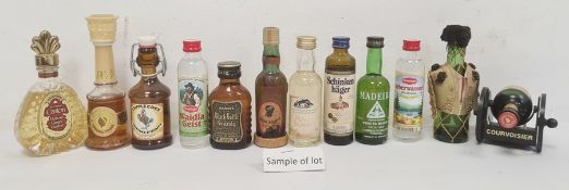 Approximately 140 assorted miniatures of various whiskies, liqueurs, brandies, etc.