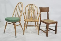 Set of four 20th century stickback beech chairs, and another  (6)
