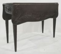 Victorian drop-leaf table with carved top and drawer to front
