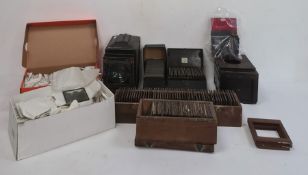 Magic lantern and a large quantity of magic lantern slides including topographical scenes, story