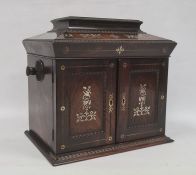 Victorian lady's workbox in rosewood and mother-of-pearl inlaid, fitted interior with assorted